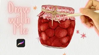 Draw with me!! ✧ Strawberry Jam Digital Watercolor ✧ Procreate iPad