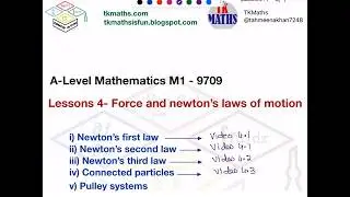 15. TKMaths A Level Math M1 Newton's 3rd law and connected particles Lesson 4.2