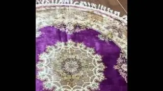 Camel Carpet ------ High Quality Round Oriental Purple Hand Knotted Silk Rug