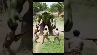 hulk fight with police in village | ai Hulk funny video |🤣 #aifunnyvideos #hulkfunny #police