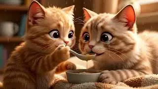 Poor Kitten Works Day & Night to Save Sick Mama Cat 😭💔 | Emotional AI Cat Family Story 