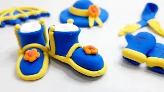 DIY How To Make Miniature Clay Doll Shoes, Hat, Umbrella, Mittens, Scarf || Polymer Clay Crafts Easy