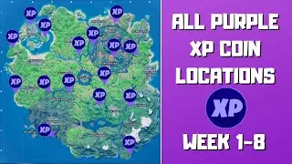 All 16 Purple XP Coins Locations in Fortnite (week 1-8)! - Purple Power Punch Card