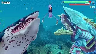 GIANT MONSTER ZOMBIE SHARK & ALPHA ZOMBIE SHARK VS COLOSSAL SQUID BOSS - Hungry Shark World