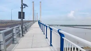 Walk across the bridge: Part 3 - we reach the high span of the Demerara River Bridge 