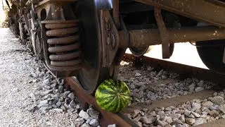 Crushing Crunchy & Soft Things by Train! vs Watermelon vs Slime Toy vs Smile Ball