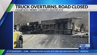 Overturned coal truck closes road in Perry County