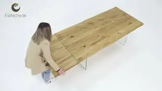 Esstisch Wildeiche mit Ansteckplatten und Baumkante - Hadir