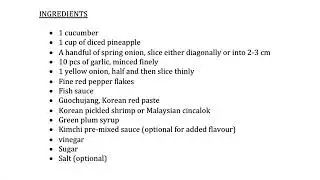 CHEF DEE - CUCUMBER AND PINEAPPLE KIMCHI MALAYSIAN STYLE