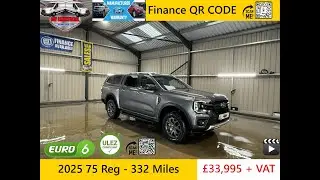 2025 75 Reg Ford Ranger Wildtrak Double Cab 2.0 Bi Turbo Ecoblue 205 Auto 332 Miles