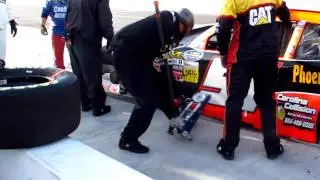Jeremy Clements pits after wreck at WypAll 200