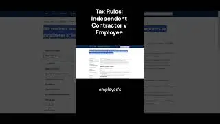 Tax Rules: Independent Contractor v Employee