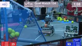 VEX Worlds 2016 - VRC High School - Engineering - Qual 134 (9708 4194E) 206 vs 223 (6135K 3946E)