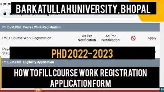 how to fill course work registration application form BU  Barkatullah University Bhopal