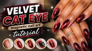 VELVET CAT EYE NAILS TUTORIAL | magnetic nail art tutorial | jelly nails tutorial