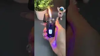 The blue flame dual flame lighter with light is so cool!  # fancy lighter #play a very new thing