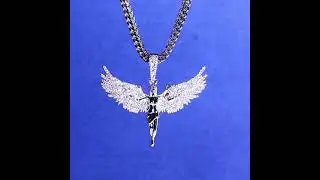 Helloice Iced Angel Pendant in Gold