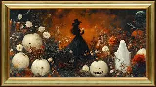 Halloween Forest, Rustic Vintage Oil Painting in 4K UHD | Gold Framed TV Art Screensaver