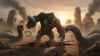 King Kong Battles Billions of Giant Earthworms in the Ruins