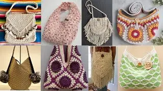 Handmade 👍 unique pattern for crochet toteBag & purse ideas | Boho Chic crossbody Granny bag designs