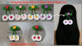Crochet Hanging Daisy Flower Hair Clip | Easy Step By Step Crochet Flower Hair Ties Tutorial 2026