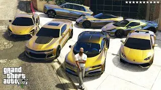 GTA 5 - Stealing Expensive Gold Super Cars With Franklin! (Real Life Cars)