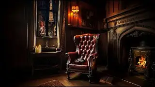 Victorian Study Room Ambience Rain Thunder and Fireplace Sounds for Sleeping, Reading, Relaxation