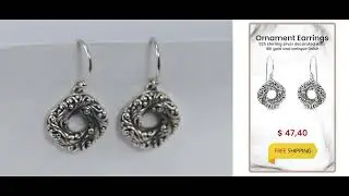 ornament earrings 925 sterling silver decorated with 18K gold and antique finish
