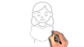 How to draw Girl reading a book drawing image