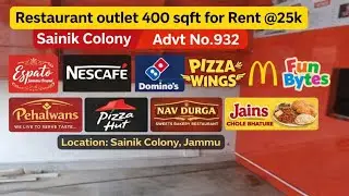 Restaurant Outlet for Rent @25K | 400 Sqft | Sainik Colony Jammu | Prime Food Hub | ADVT No. 932