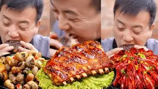 Village Funny Mukbang ｜Grilled Stone Food ｜Wild Cooking ｜Cooking And Eating Special