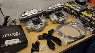 GKTech 350Z Brembo adapters for S-Chassis and Skyline 4 Piston Brakes