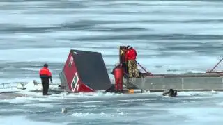 Informative Dangerous Ice Fishing wheelhouse Vehicle breaks through