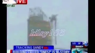 Moment Crane on New York Buckles in Hurricane Sandy Storm