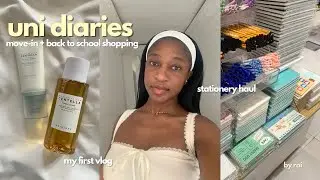 uni diaries: first vlog | moving in + stationery & grocer shopping + getting dinner with friends 
