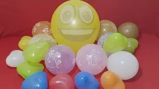 FUN BIG EMOJI BALLOON AND LOT'S OF HEART AND PRINTED BALLOON POPPING l SATISFYING VIDEO 
