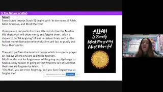 Lesson 3 The Nature of Allah - Muslim Beliefs Topic