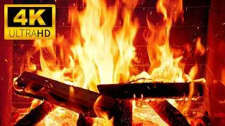 Crackling Logs Burning in Cozy Fireplace🔥Relaxing Fireplace Sounds ( 3 Hours)🔥ASMR Fireplace 4K