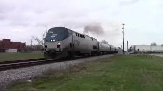 AMTRK P089-24 Departs Wilson NC with Horn Salutes and people waking out in front of him