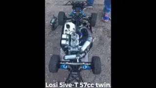 Losi 5ive-T 57cc twin engine, first start up
