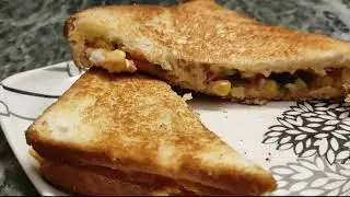 Corn Capsicum veg sandwich in 5 Minutes Recipe | 5 मिनट में झटपट नाश्ता तैयार