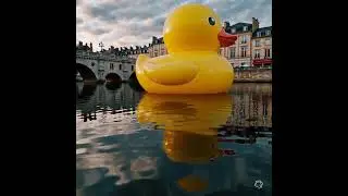 Canard Jaune G&eacute;ant envahit la Vilaine &agrave; Rennes #Rennes #Vilaine #CanardJaune #Insolite #Surrealism