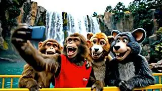 Funny Animals Waterpark Visit | Elephant Gorilla Hippopotamus Tiger 3d Animal Game Funny 3d Animals