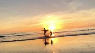 Drone video on top of a sunset beach in Costa Rica
