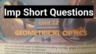 Physics 10 class||Important short questions||Chapter 12||PTB||Board exams 2024|Geometrical Optics
