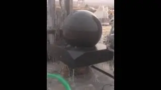 Black Granite Ball Fountain with World Map