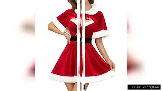 Santa Claus Costume Christmas Outfits for Women Red Sexy Christmas Dress with Cape 2Pcs Velvet Santa
