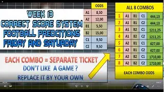 WEEK 13 CORRECT SCORE SYSTEM - FOOTBALL / SOCCER TIPS - FIXED ODDS - BETTING TODAY'S - 04/12 - 05/12