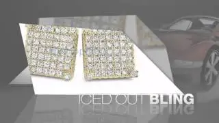 Custom Micro Pave Earrings Gold CZ Cube
