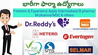 latest Pharmacy job vacancies Hyderabad 2021|Freshers & Experience||Dr.Reddys ||Hetero|